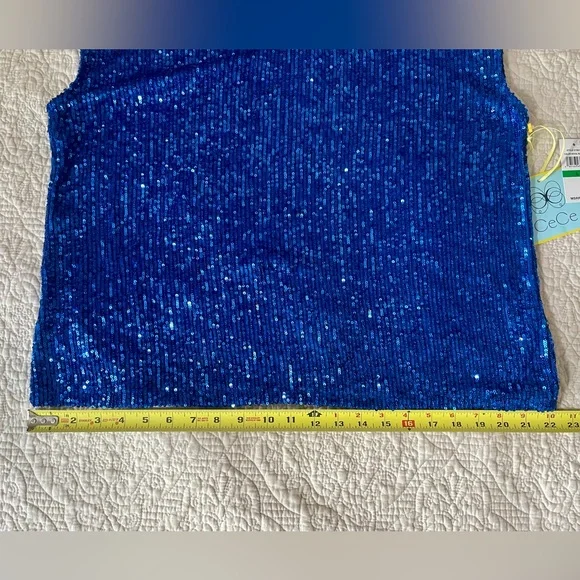 NEW Cece Royal Blue Sequin Top - Picture 9 of 12